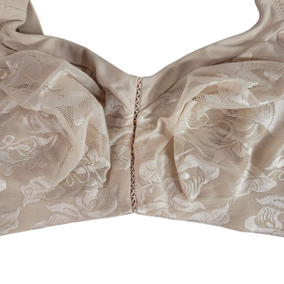 Wacoal Awareness Wire Free Bra Tan 44C Lined Floral Lace Adj Soft Cup #85276 - Picture 4 of 11